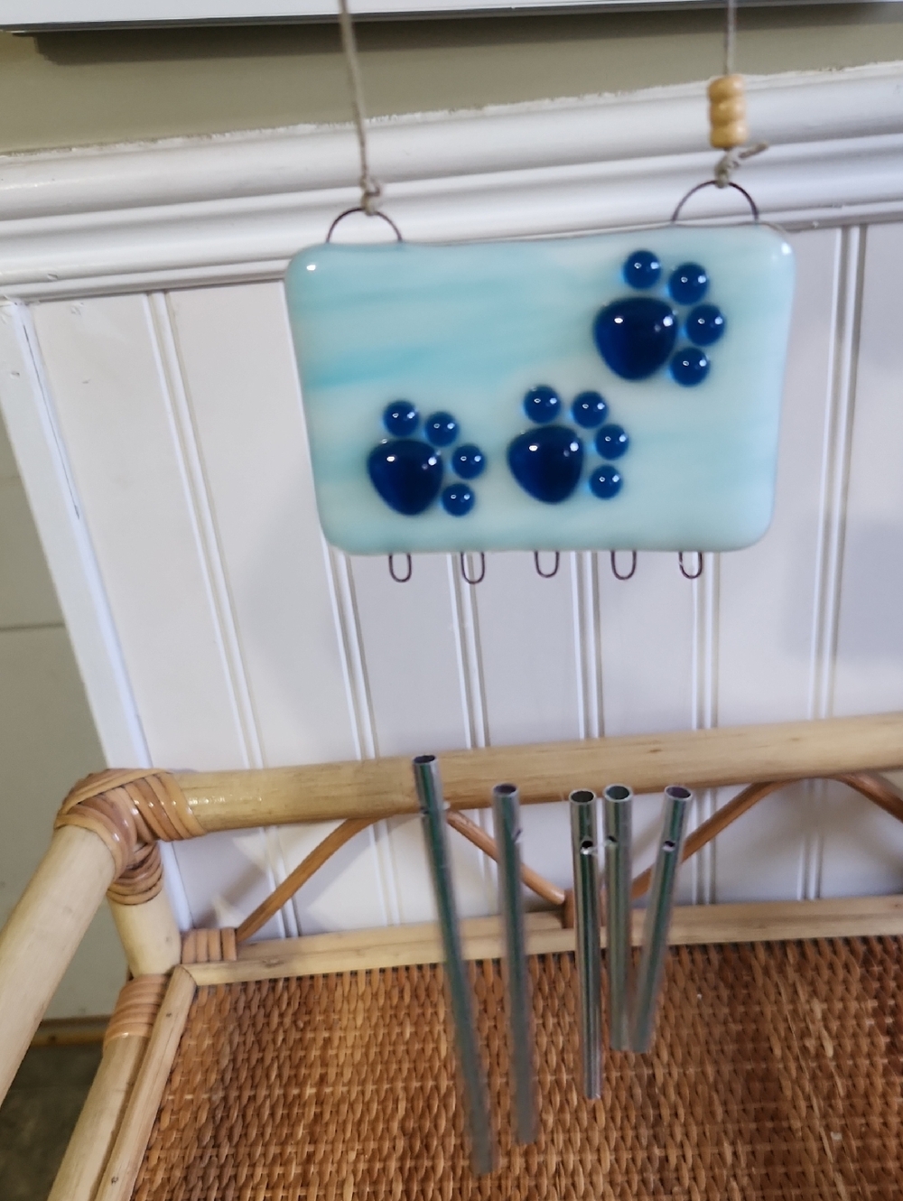 Fused Glass Paw Print Wind Chime
